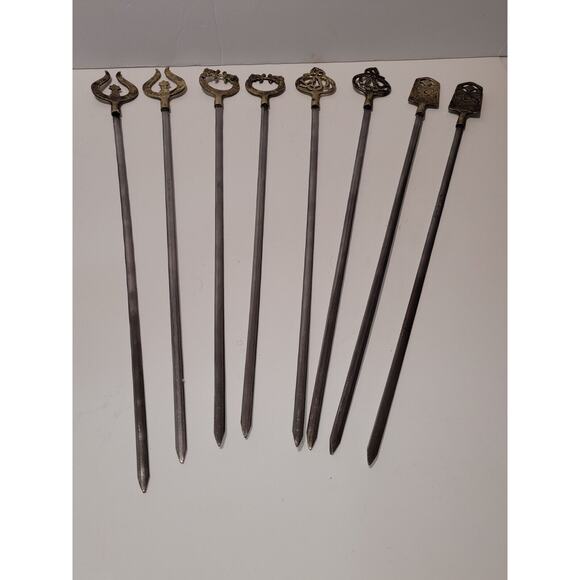 Tarzan Inox Turkey Vtg Set of 9 Stainless Steel Brass Shish Kabob Skewers (9) - Picture 3 of 8